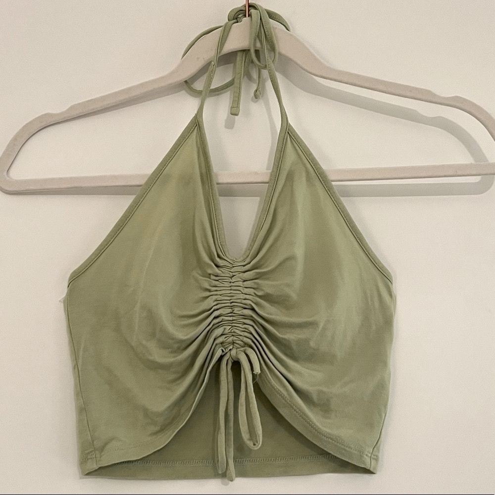 PacSun Cinched Halter Crop Top Green